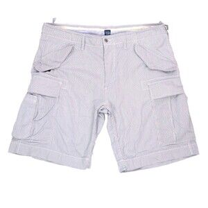 Vintage Polo Ralph Lauren Cargo Shorts Men's 38 Blue Seersucker Sailor Striped